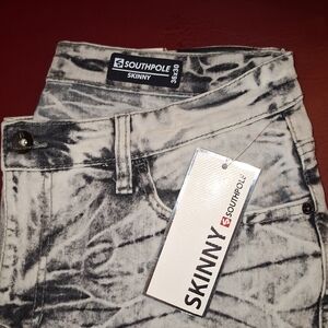 South Pole mens Black/White/grey Skinny Jeans